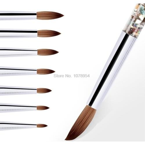 50pcs/lot 7 sizes of nail polish brushes 100% nylon nail art acrylic nail nails nail polish brushes with liquid flash handle