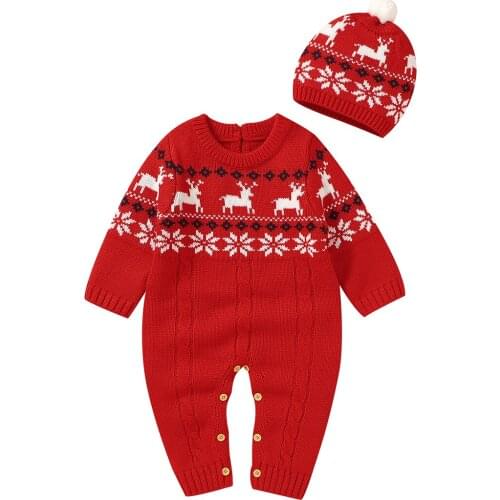 Newborn Baby Romper Set Unisex Baby Boy Girl Clothes Christmas Toddler Long Sleeve Knitted Jumpsuit Outfits Infant Overalls