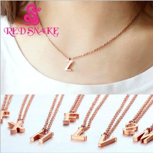 RED SNAKE Great Value! The 26 Letters Titanium Steel Rose Gold-color Jewelry Necklace