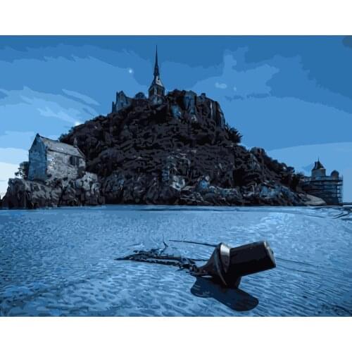 MaHuaf-j286 Mont Saint Michel Island France Star Night painting by numbers paint canvas for home decor