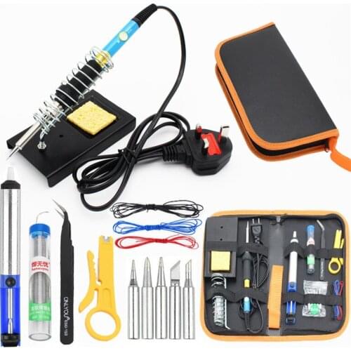 Soldering Iron Kit Electronics, 60W Adjustable Temperature Welding Tool, 5pcs Soldering Tips, Desoldering Pump, Soldering Iron S