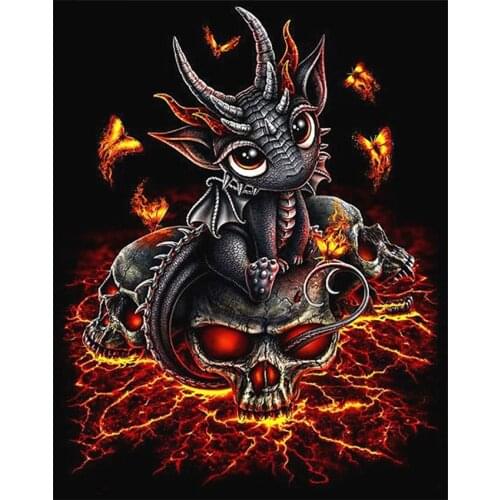 AMTMBS Colorings By Numbers Fire Dragon Cartoon Drawing On Canvas HandPainted Art Portrait DIY Oil Paint By Numbers Home Decor