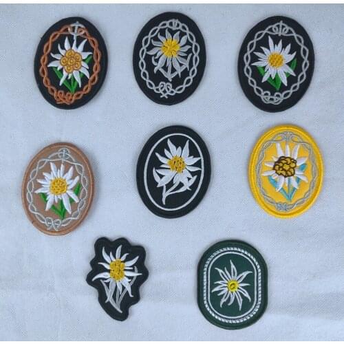 SET WWII GERMAN MOUNTAIN TROOPS EDELWEISS SLEEVE PATCH EMBROIDERY INSIGNIA OF8