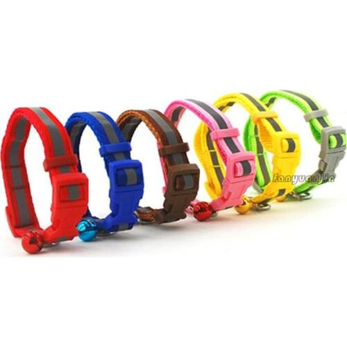 New Fashion 1.0cm 1.5cm Width Pet Collar Reflective Dog Puppy Cat Necklace Collar with Bell