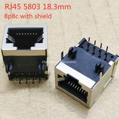 100pcs RJ45 Socket 8p8c Network Interface Network Connector Socket With shield 18x13mm Copper Shell Gold Plating Internet Modula