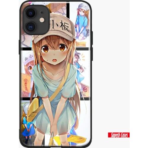 Platelets cells at work anime soft silicone for iPhone 6 6s 7 8 Plus X Xr Xs 11 Pro Max glass phone case shell cover