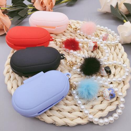 Cute Pearl Lucky Cat Ball Decor Silicone Case for Samsung Galaxy Buds 2019/ Buds+ Plus Cover Earphone Accessories Protect Sleeve