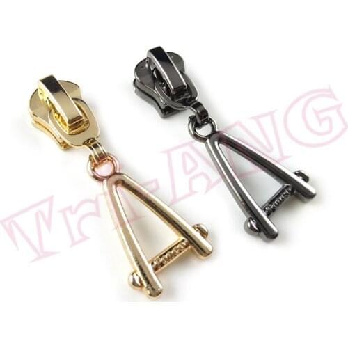 20pcs/lot, 5# Gold/Gun Black Colors Zipper Sliders w/Childish Letter "A" Shape Pulls