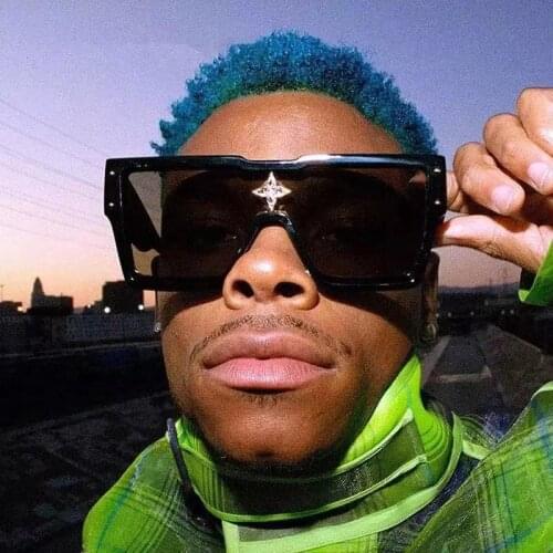 Oversized Sunglasses Square One Piece Square Sunglasses Women Men Diamond Flower Vintage White Shades Gafas Oculos