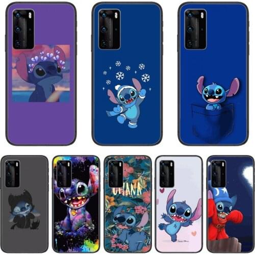 Stitch Phone Case For Huawei P 40 30 20 10 Lite Smart Z Pro Black Etui Coque Painting Hoesjes Comic Fashion