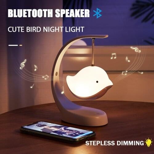 LED Night Light Bluetooth Speaker USB Multi-Color Stepless Dimming Cute Bird Lamp For Baby Children Kids Bedroom Decoration Gift
