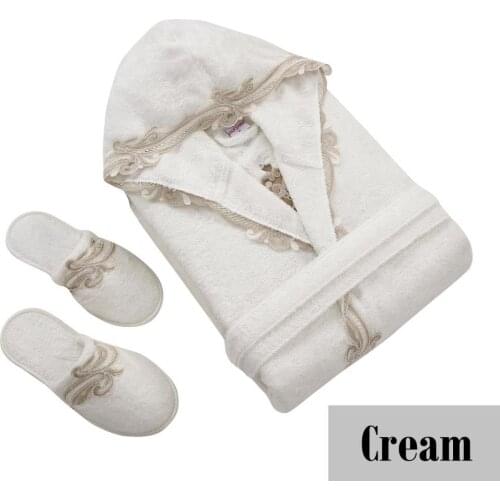 Turkish Cotton Bathrobe 3pcs Lacy Womens Bathrobes Extra Long Premium Laced Bathrobe Guipure Bridesmaid Gift Bachelorette Party