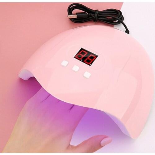 Nail Dryer UV LED Lamp Portable Pink 54W 30/60/90s Timer USB Cable Home Use Nail UV Gel Varnish Dryer LED Nail Lamp Tool