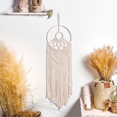 Bohemian Macrame Handmade Woven Home Decoration Tapestry Beige Wall Hanging Geometric Wedding Room Decor Handicraft Gift