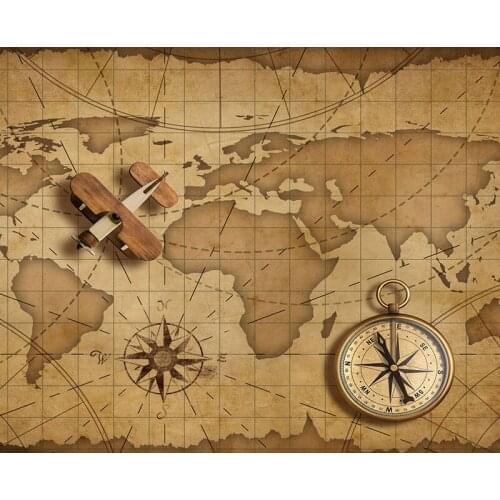 Vintage old sailing background backdrops fabric map compass Newborn photography backdrop for children photo studio video props