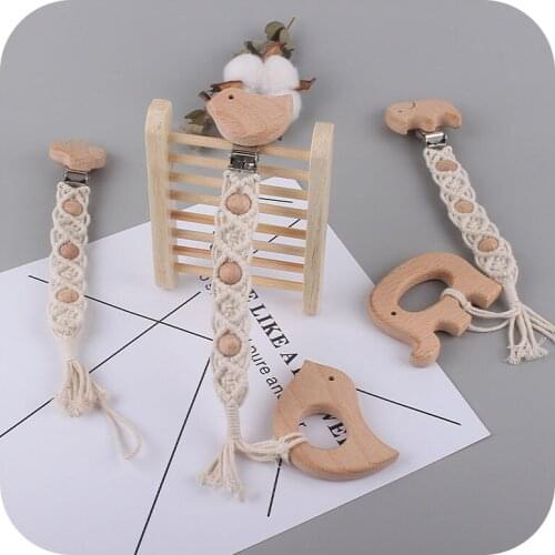 XCQGH Handmade Animal Baby Paciafier Clips Chain Braided Infant Toddler Nipple Holder Clips Teething Chain