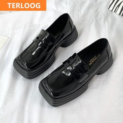 2021 Women Lolita Mary Jane Shoes for Woman Chunky Platform Ladies Loafers Vintage Soft Slip Oxford Shoes Womens Platform Heels