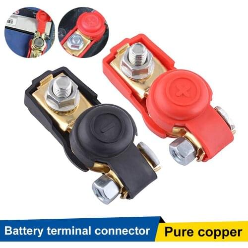 1Pair Battery Terminal Car Vehicle Quick Connector Cable Clamp Clip +/- with 6Pcs Copper Wire Lugs Durable Auto Accessories