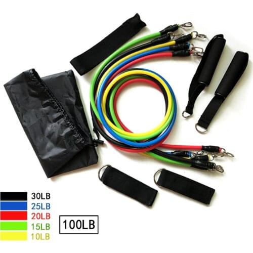 10-30 LB 11Pcs Fitness Resistance Bands Pull Rope Set Rubber Tube Home Office yoga Pilates Workout Strength Training Equipment