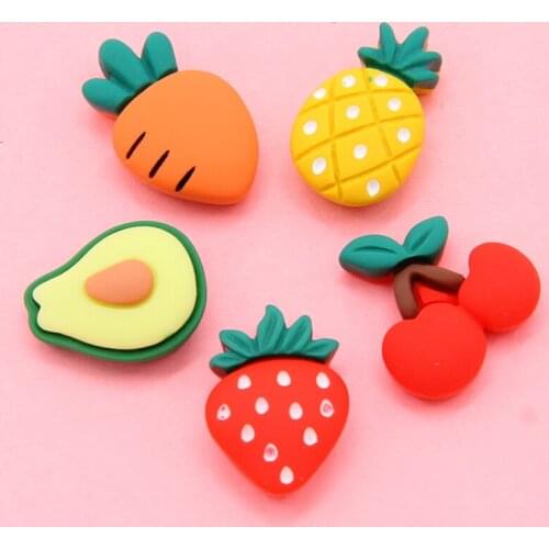 10Pcs Acrylic Lovely Mixed fruit vegetables Flatback Cabochon Scrapbook Kawaii DIY Embellishments Accessories