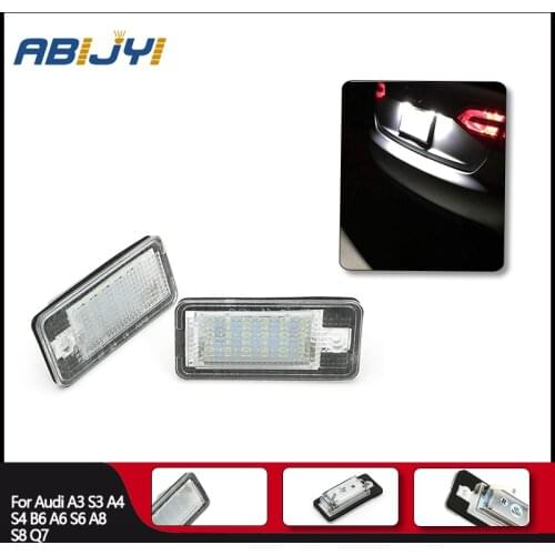 2 Pcs For Audi A4 A6 C6 A3 S3 S4 B6 B7 S6 A8 S8 Rs4 Rs6 Q7 Car LED Number License Plate Light Exterior Accessories