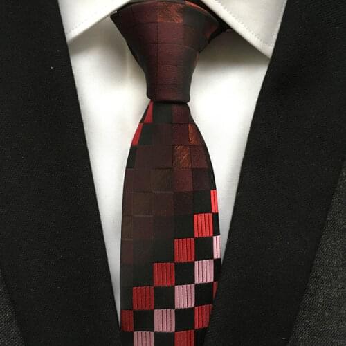 2021 Mens Ties Jacquard Woven Neck Tie Designer Red Plaids Grids Neckties for Men