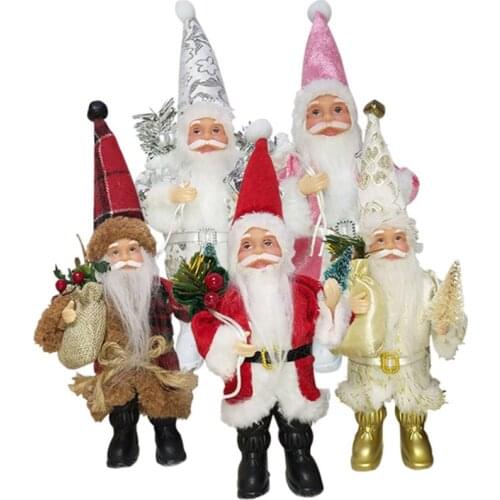 24cm Standing Flannel Santa Claus Doll Ornament Christmas Tree Decoration Pendants Childrens Christmas Gifts DIY Party Supplies