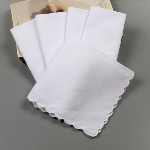 3PCS White Cotton Handkerchief Lady Square Pocket Women Handkerchief Towels 28cm Novelty Wedding Gift Party Dining Table hanky
