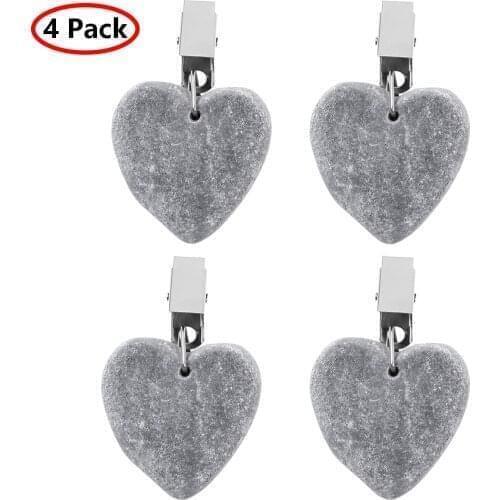 4pc Heart Shape Stone Tablecloth Weights with Metal Clips Clamps for Outdoor Garden Party Picnic Table Covers Tablecloth Weights