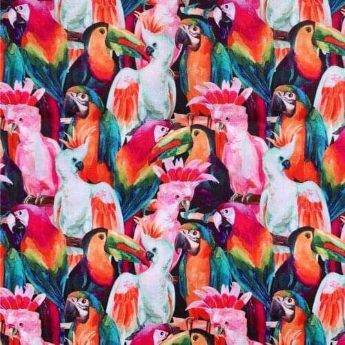 50*145cm Parrot Cacatuinae Psittacidae Polyester Cotton Fabric Material Patchwork Sewing Quilting Needlework DIY Cloth