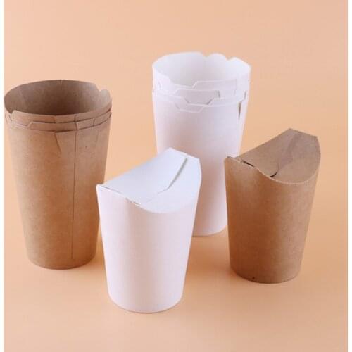 50pcs- 8.5*11*6cm Disposable Kraft Paper French Fries Cup Fried Chicken Wings Popcorn Dessert Take-out Box
