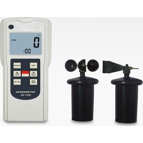 AA-136C Multi-Functional Anemometer Type Design Portable 3-Cup Wind-gauge Easy to Operate Measure Wind Speeds Temperature etc