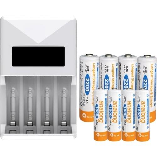 G-Linked 1.2v Nimh AA 2200mah Rechargeable Battery+1.2v AAA Rechargeable Battery+LCD Smart charger for 1.2v nimh nicd AAA AA