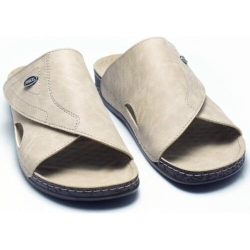 Anatomic Men Leather Quality Slipper with Strip Comfort Insoles