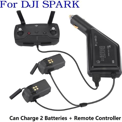 3 in1 Car Charger for DJI Spark Battery & Remote Controller 2 Batteries Charging Hub USB Adapter for DJI Spark Charger