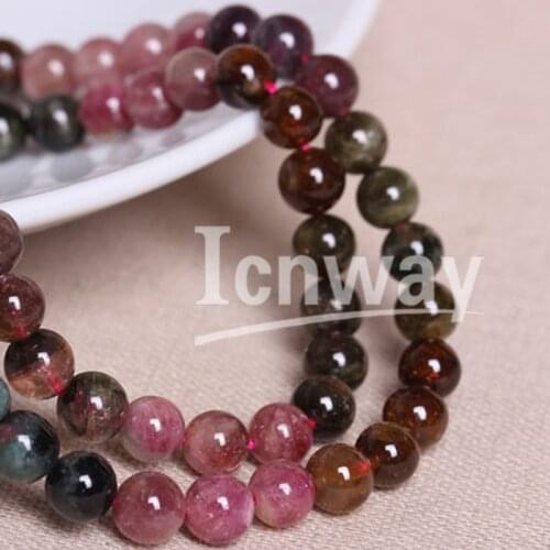 Natural Round Tourmaline Beads For Jewelry Making 3mm 4mm 5mm 6mm 15inches DIY Jewellery Wholesale
