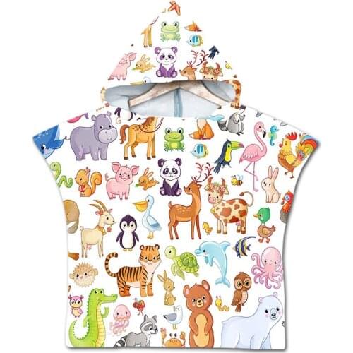 Baby Hooded Animal Bath Towel Children Kids Bathrobe Towels Bath Robe Quick Dry Absorbent Microfiber Travel Sports Beach Towel