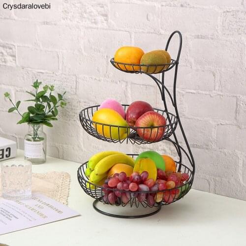 Household Light Luxury Metal Fruits Plate Tray Stand Two Three Layer Personality Creativity Iron Art Delicate Fruit Basket