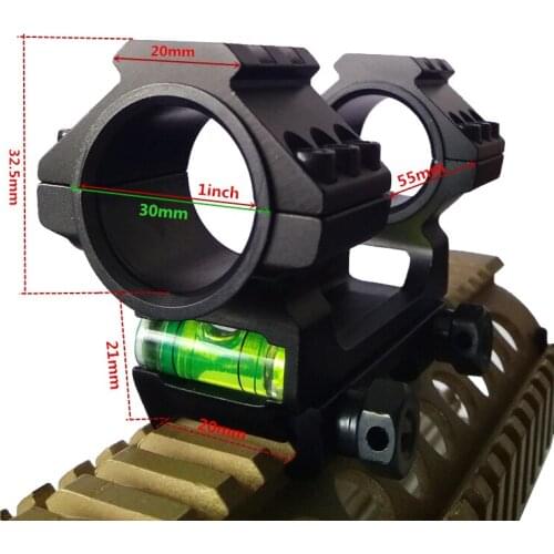 FIRECLUB Tactical Dual Scope Ring 1 inch/30mm Riflescope Mount with Bubble Level fits 20mm Picatinny Weaver Rail