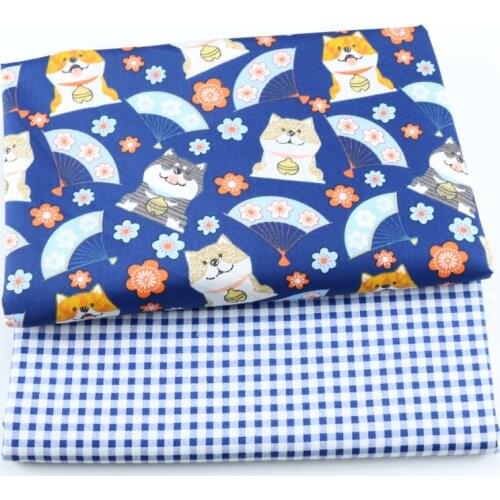 Dog Floral Cherr Cotton Fabric For Baby Child Dress Patchwork Quilting Fat Quarters DIY Sewing Handmade Pillow Tissus Tecidos