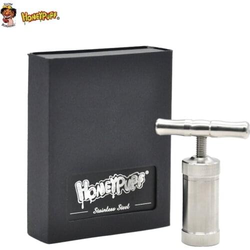 HONEYPUFF Stainless Steel Hard Quality Pollen Presser Compressor Press With Gift Box Smoking Accessories