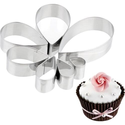 Cake Decorating Tools Stainless Steel Pastry Baking Mould 7pcs/set Fondant Biscuit Cutter Rose Petal Cake Cookie Cutter Mold