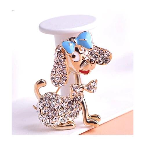 Joias Ouro Enamel Esmaltes Gold Dog Brooches Corsage Coroa Poster Broches Wedding Collar Hijab Pin Up Clip Scarf Blue Pink