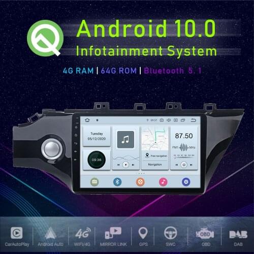 JSTMAX 10.2" Android 10.0 Car GPS Player For Kia K2 Rio 2017 2018 Multimedia Radio Player