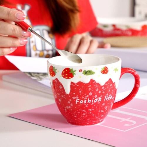 Ceramic cup home water cup milk mug breakfast cup creative personality trend cute oat coffee cup