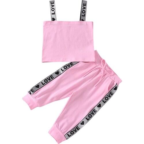 Pudcoco 1-6Y 2Pcs Fashion Children Girls Summer Clothes Sets Kids Baby Sleeveless Tank Tops+Long Pants Letter Print Tracksuits