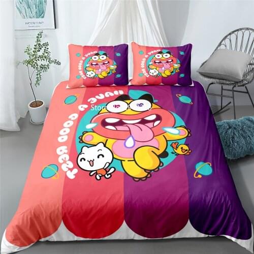 Cartoon Monkey Penguin Design Duvet Bed Cover Pillowcase Bedding Set Children Bedroom Decoration Home Textile Color Print