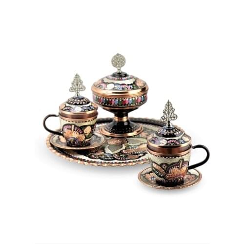 Morya Copper Teacup Vintage Handmade Retro Coffee Tea Cup Set Pot Mug Sugar Bowl Creamer Teaset Kettle Noble Luxury 4 pcs