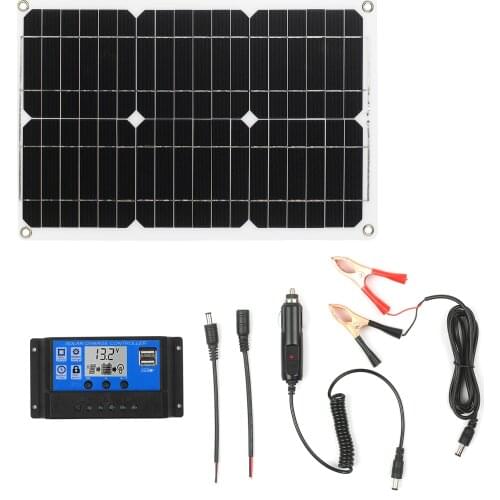 18W 12V Solar Panel Dual USB Port Off Grid Monocrystalline Module with Solar Charge Controller Solar Battery Outdoor Car Use