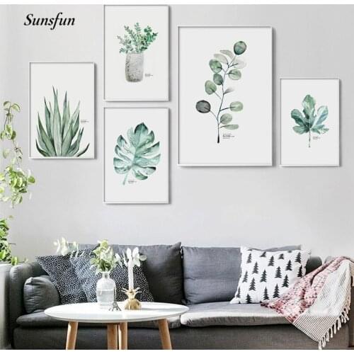 Watercolor Plant Leaves Poster Print Wall Art Canvas Painting Nordic Style Picture for Living Room Home Decor Modern Decoration